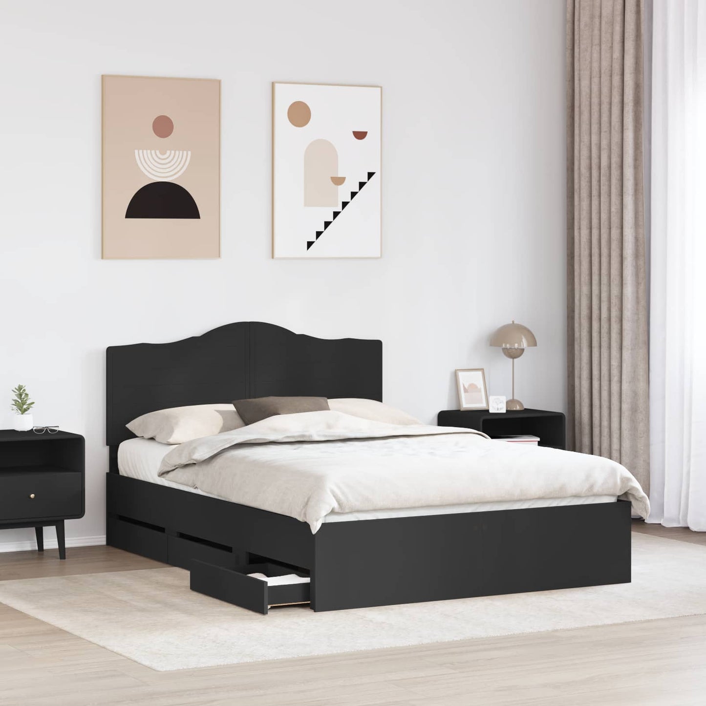 Struttura del letto Nero 140 x 190 cm Legno Ingegnerizzato