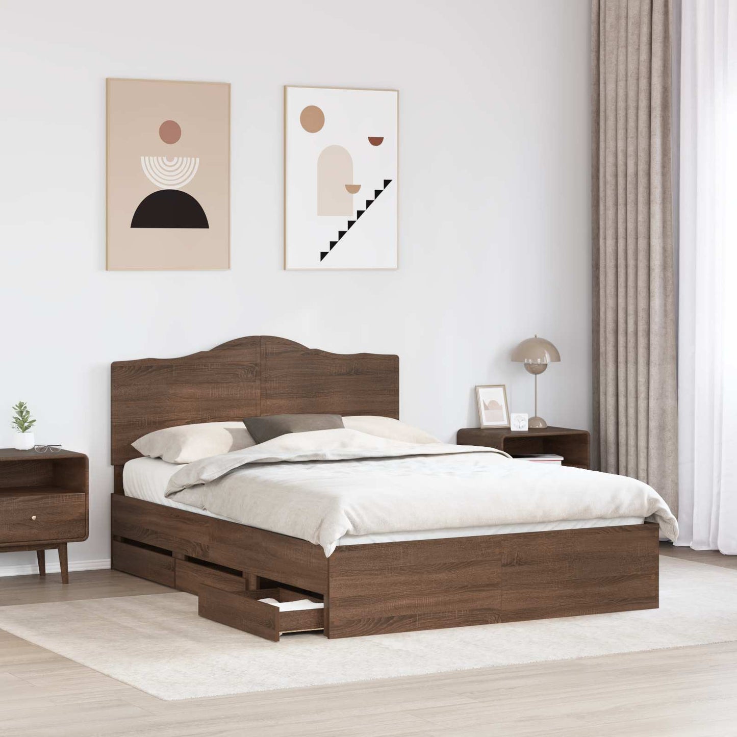 Struttura del letto con cassetto Rovere Marrone 140 x 190 cm