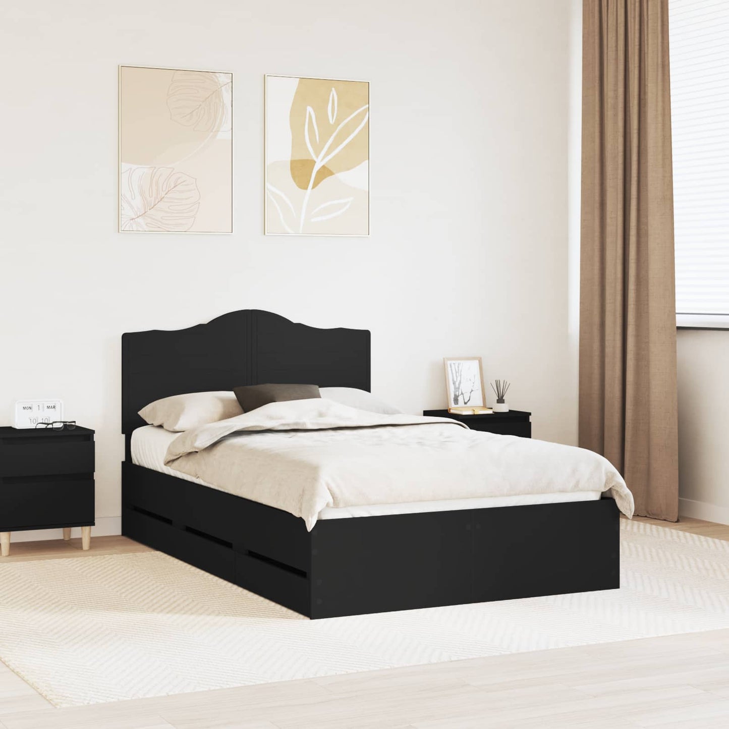 Struttura del letto Nero 135 x 190 cm Legno Ingegnerizzato
