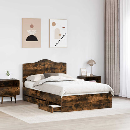 Struttura del letto con cassetto Rovere fumÃ© 135 x 190 cm
