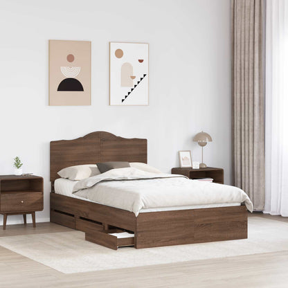 Struttura del letto con cassetto Rovere Marrone 135 x 190 cm