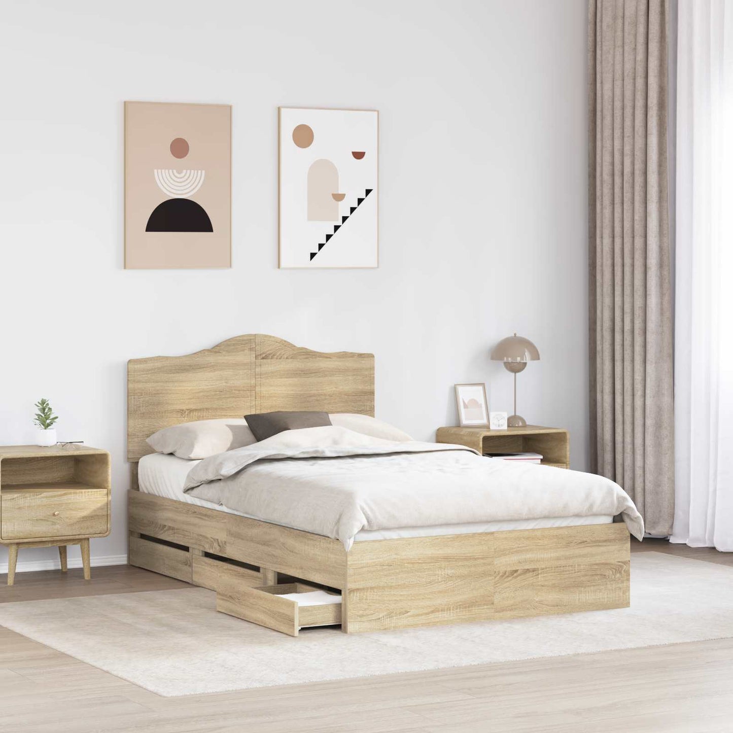 Struttura del letto con cassetto Rovere Sonoma 120 x 190 cm
