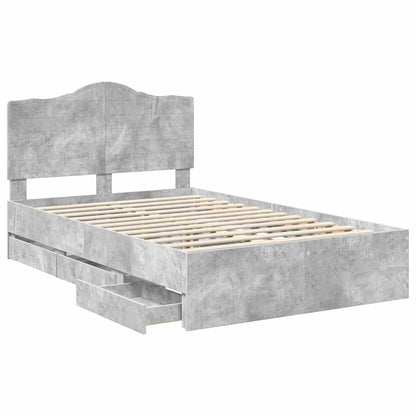 Struttura del letto con cassetto Grigio cemento 120 x 190 cm