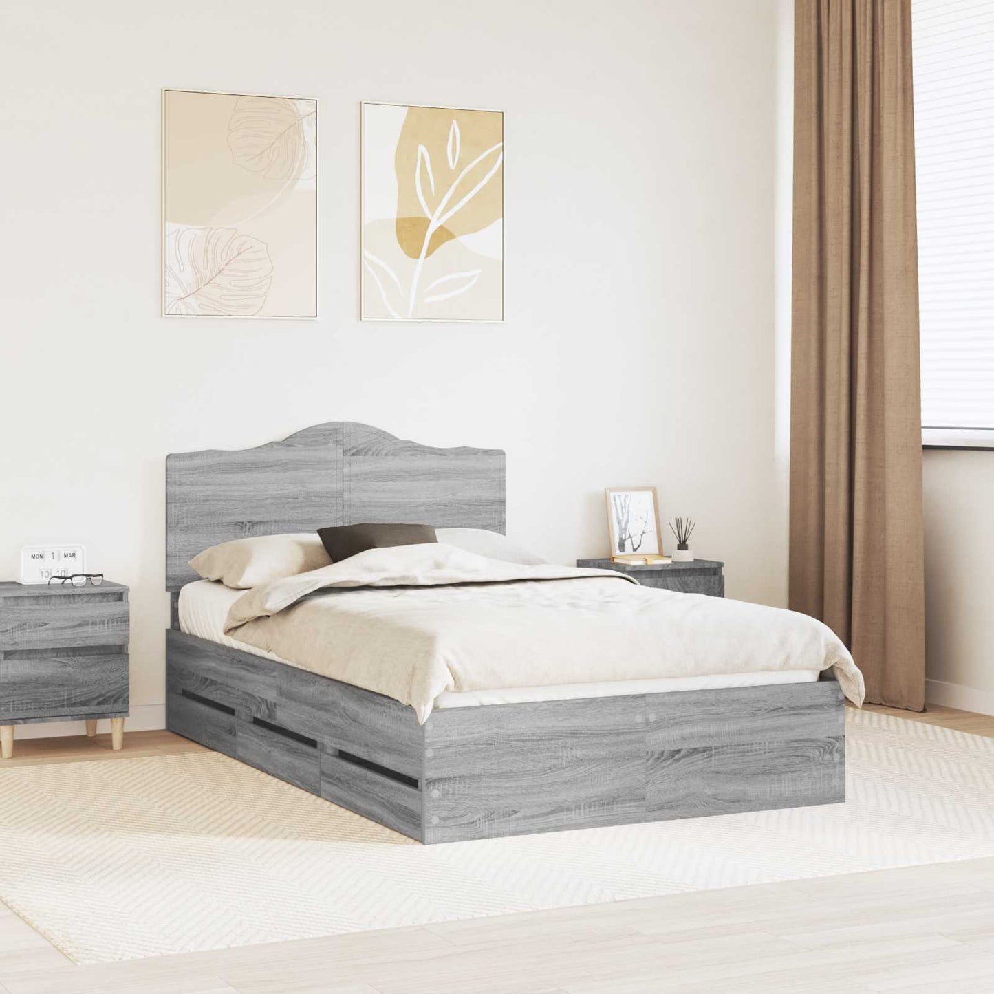 Struttura del letto con cassetto Grigio Sonoma 120 x 190 cm