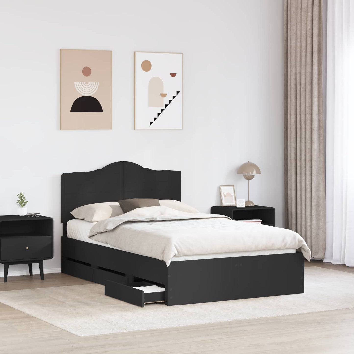 Struttura del letto Nero 120 x 200 cm Legno Ingegnerizzato