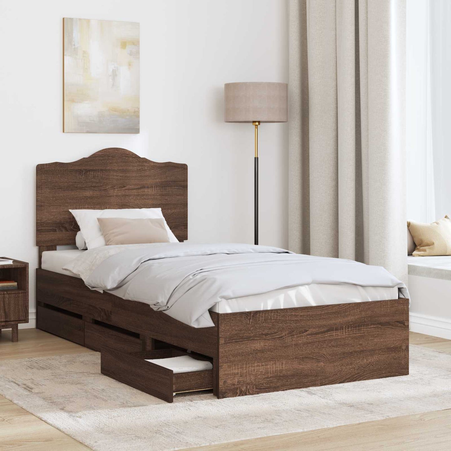 Struttura del letto con cassetto Rovere Marrone 98.5 x 200 cm