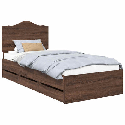 Struttura del letto con cassetto Rovere Marrone 98.5 x 200 cm