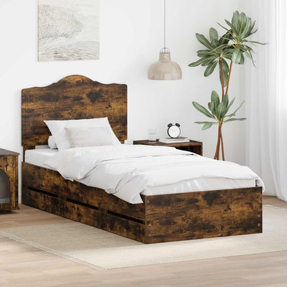 Struttura del letto con cassetto Rovere fumÃ© 90 x 190 cm