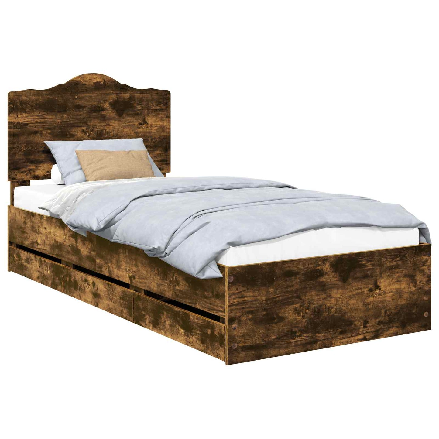 Struttura del letto con cassetto Rovere fumÃ© 90 x 190 cm