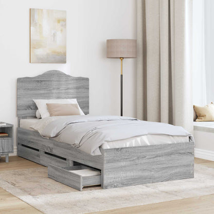 Struttura del letto con cassetto Grigio Sonoma 90 x 190 cm