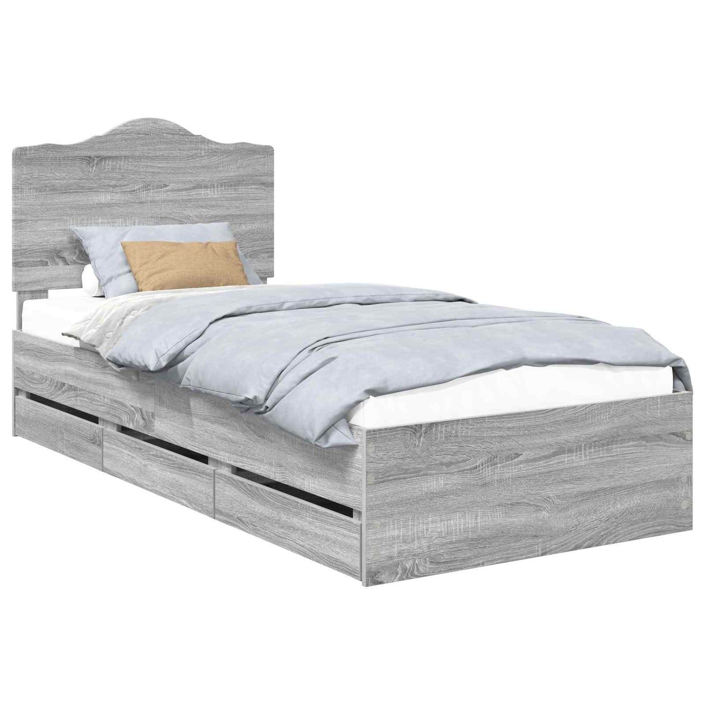 Struttura del letto con cassetto Grigio Sonoma 90 x 190 cm