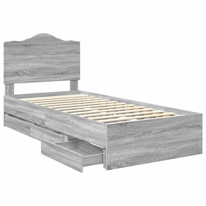 Struttura del letto con cassetto Grigio Sonoma 90 x 190 cm