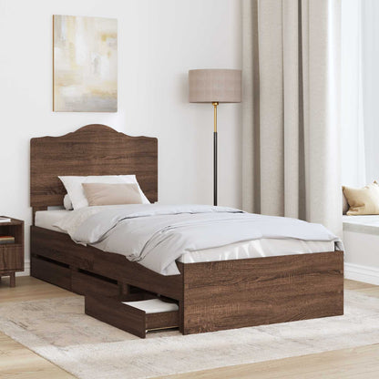 Struttura del letto con cassetto Rovere Marrone 90 x 190 cm