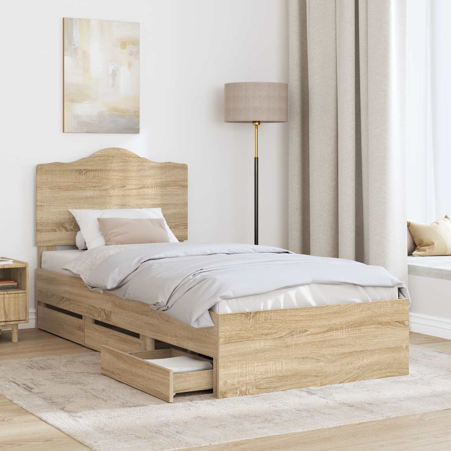 Struttura del letto con cassetto Rovere Sonoma 90 x 200 cm