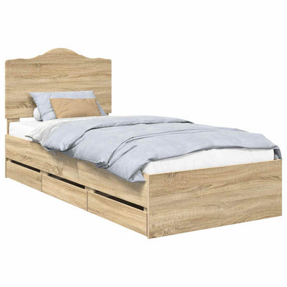 Struttura del letto con cassetto Rovere Sonoma 90 x 200 cm