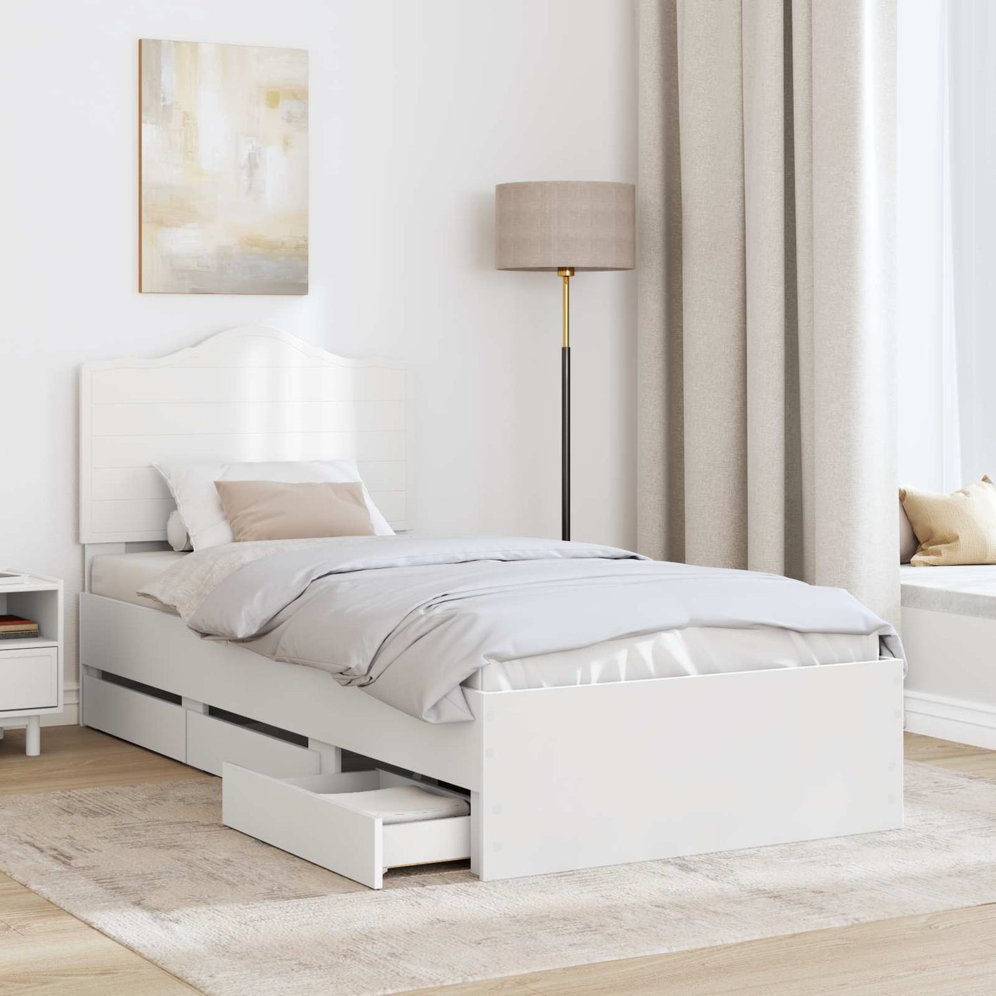 Struttura del letto Bianco 75 x 190 cm Legno Ingegnerizzato