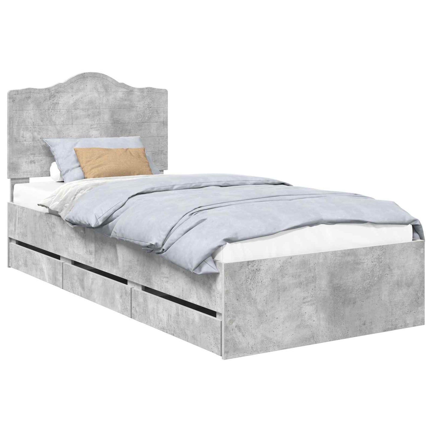 Struttura del letto con cassetto Grigio cemento 75 x 190 cm