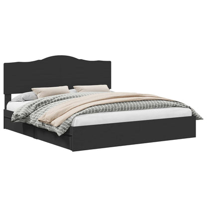 Letto con Contenitore Nero 200 x 200 cm Legno multistrato