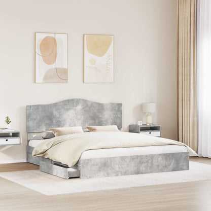 Letto con Contenitore con testiera Grigio cemento 200 x 200 cm