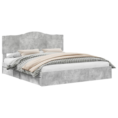 Letto con Contenitore con testiera Grigio cemento 200 x 200 cm
