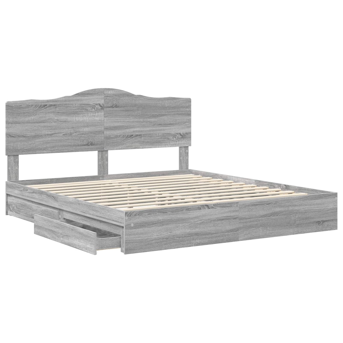 Letto con Contenitore con testiera Grigio Sonoma 200 x 200 cm