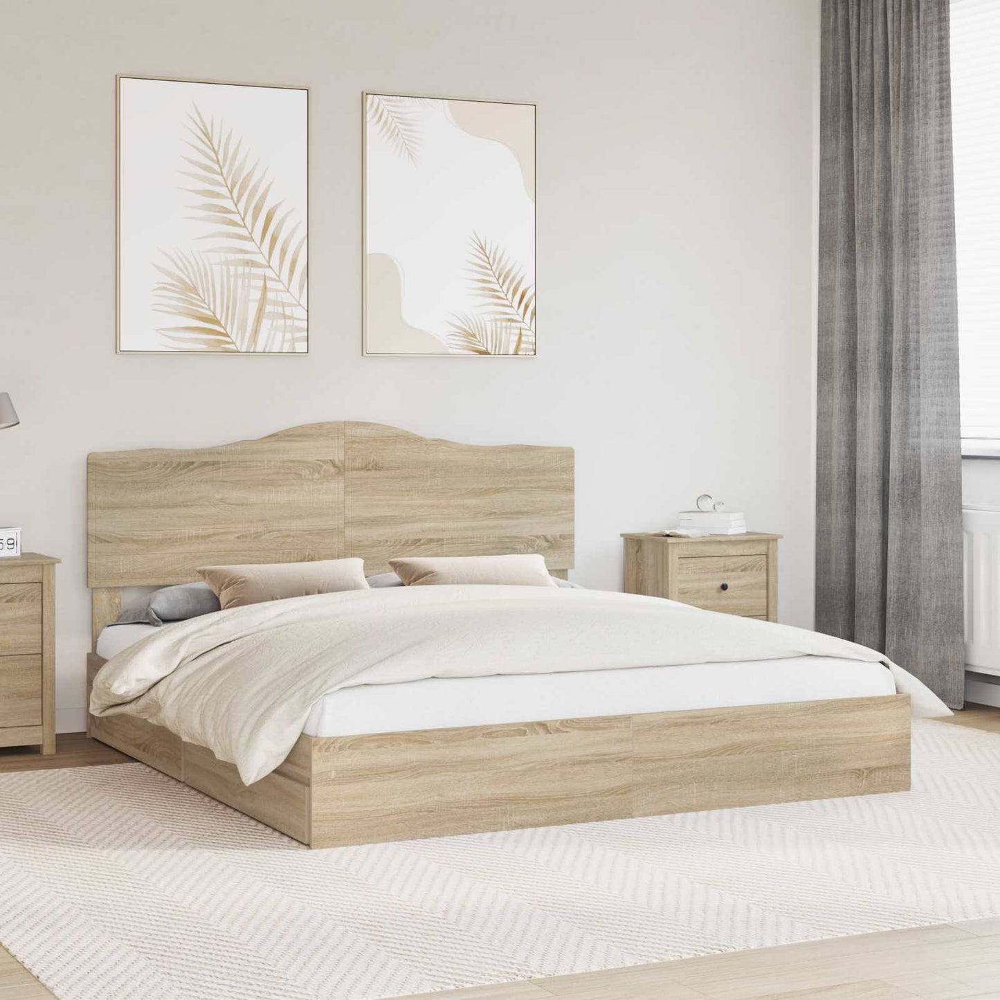 Letto con Contenitore con testiera Rovere Sonoma 180 x 200 cm