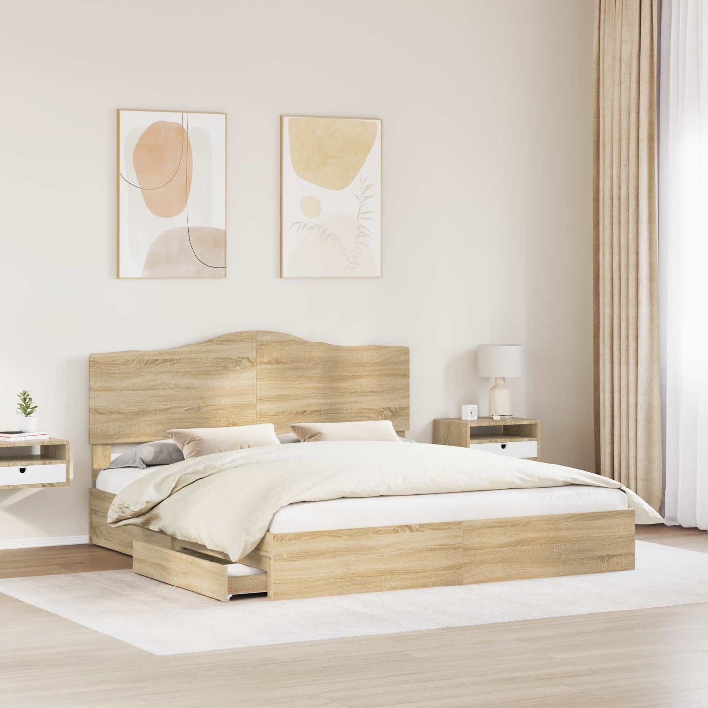 Letto con Contenitore con testiera Rovere Sonoma 180 x 200 cm