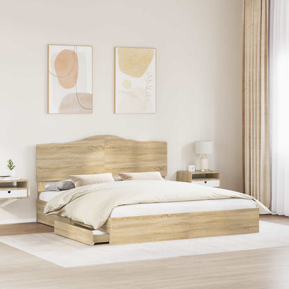 Letto con Contenitore con testiera Rovere Sonoma 180 x 200 cm