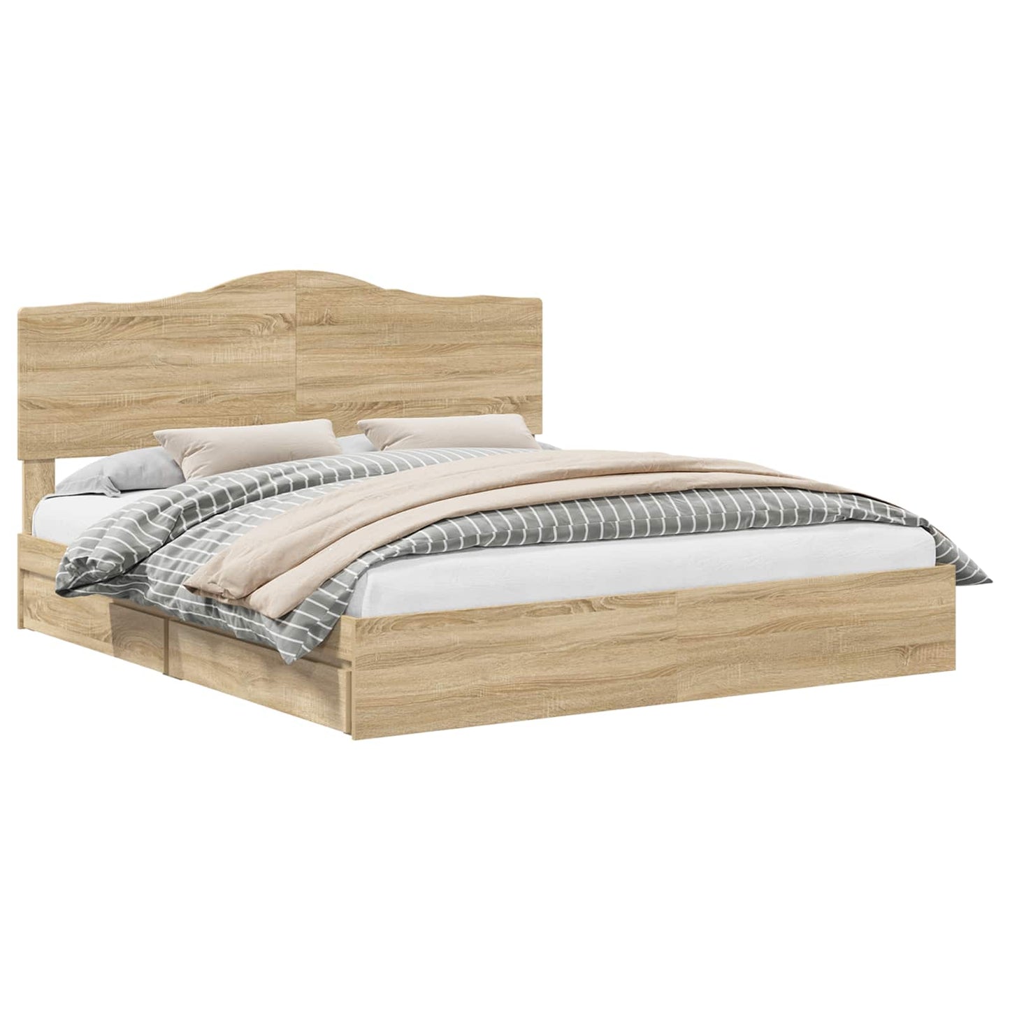 Letto con Contenitore con testiera Rovere Sonoma 180 x 200 cm