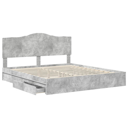 Letto con Contenitore con testiera Grigio cemento 180 x 200 cm