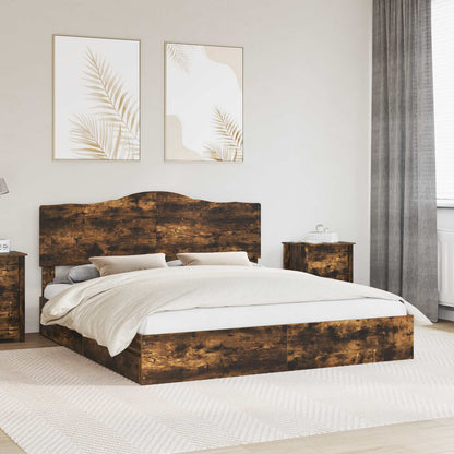 Letto con Contenitore con testiera Rovere fumÃ© 180 x 200 cm