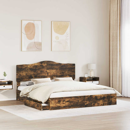 Letto con Contenitore con testiera Rovere fumÃ© 180 x 200 cm
