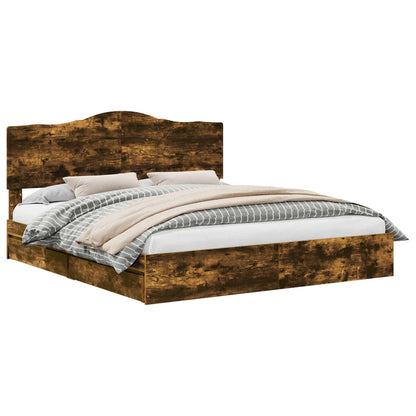 Letto con Contenitore con testiera Rovere fumÃ© 180 x 200 cm