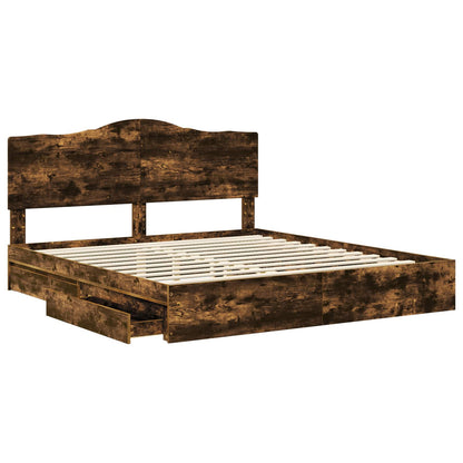 Letto con Contenitore con testiera Rovere fumÃ© 180 x 200 cm