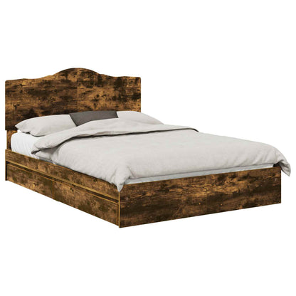 Letto con Contenitore con testiera Rovere fumÃ© 160 x 200 cm
