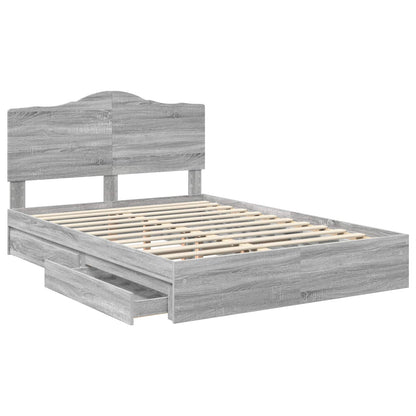 Letto con Contenitore con testiera Grigio Sonoma 160 x 200 cm