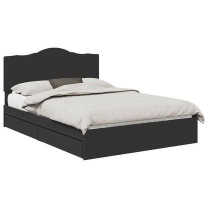 Letto con Contenitore Nero 150 x 200 cm Legno multistrato
