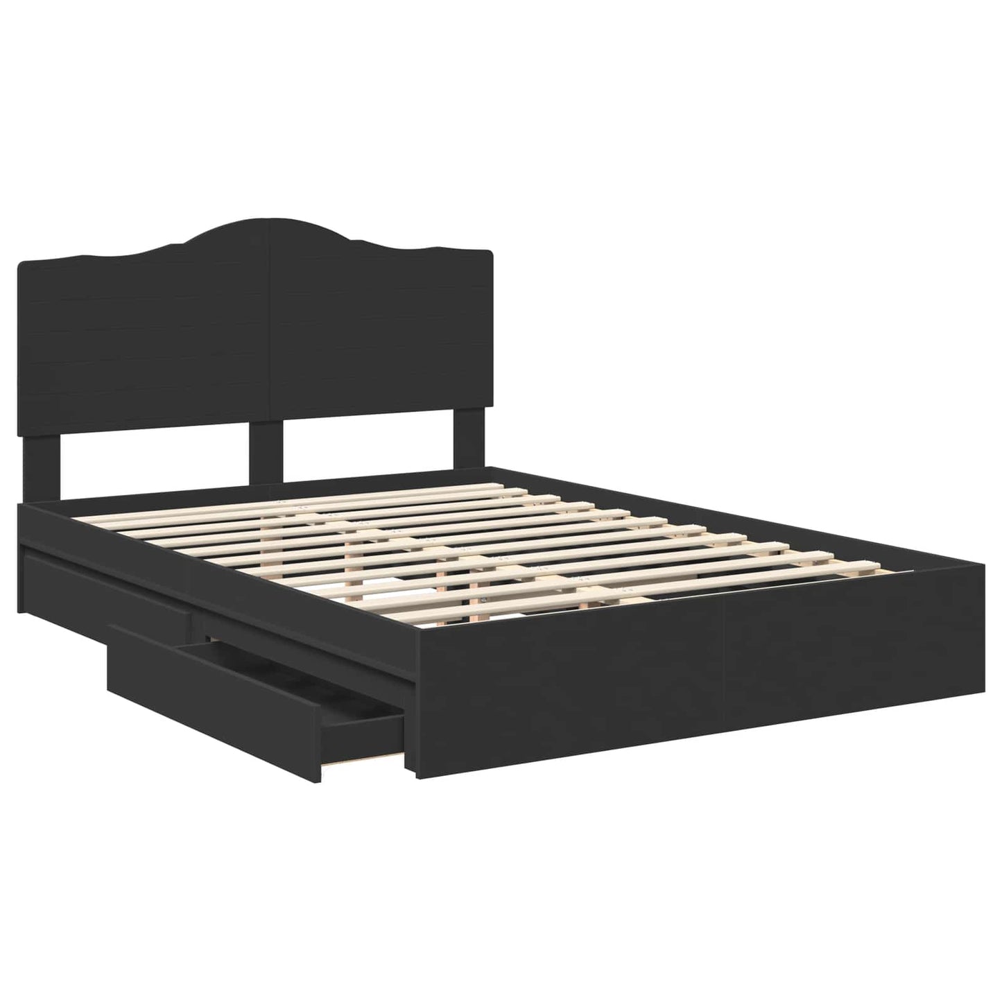 Letto con Contenitore Nero 150 x 200 cm Legno multistrato