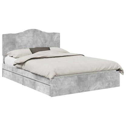 Letto con Contenitore con testiera Grigio cemento 150 x 200 cm