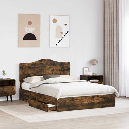 Letto con Contenitore con testiera Rovere fumÃ© 150 x 200 cm
