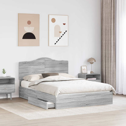 Letto con Contenitore con testiera Grigio Sonoma 150 x 200 cm