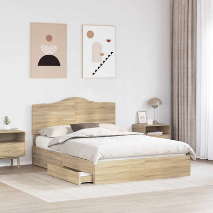Letto con Contenitore con testiera Rovere Sonoma 140 x 190 cm