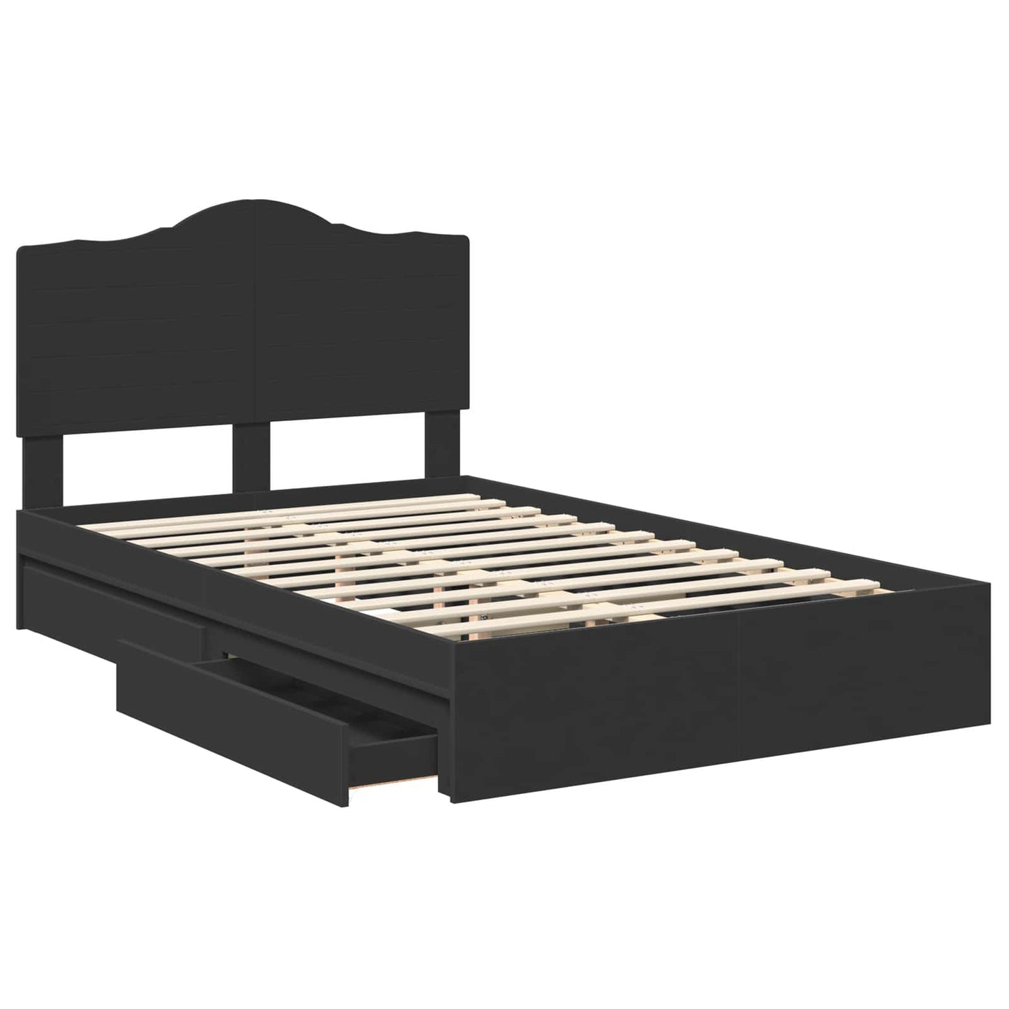 Letto con Contenitore Nero 135 x 190 cm Legno multistrato