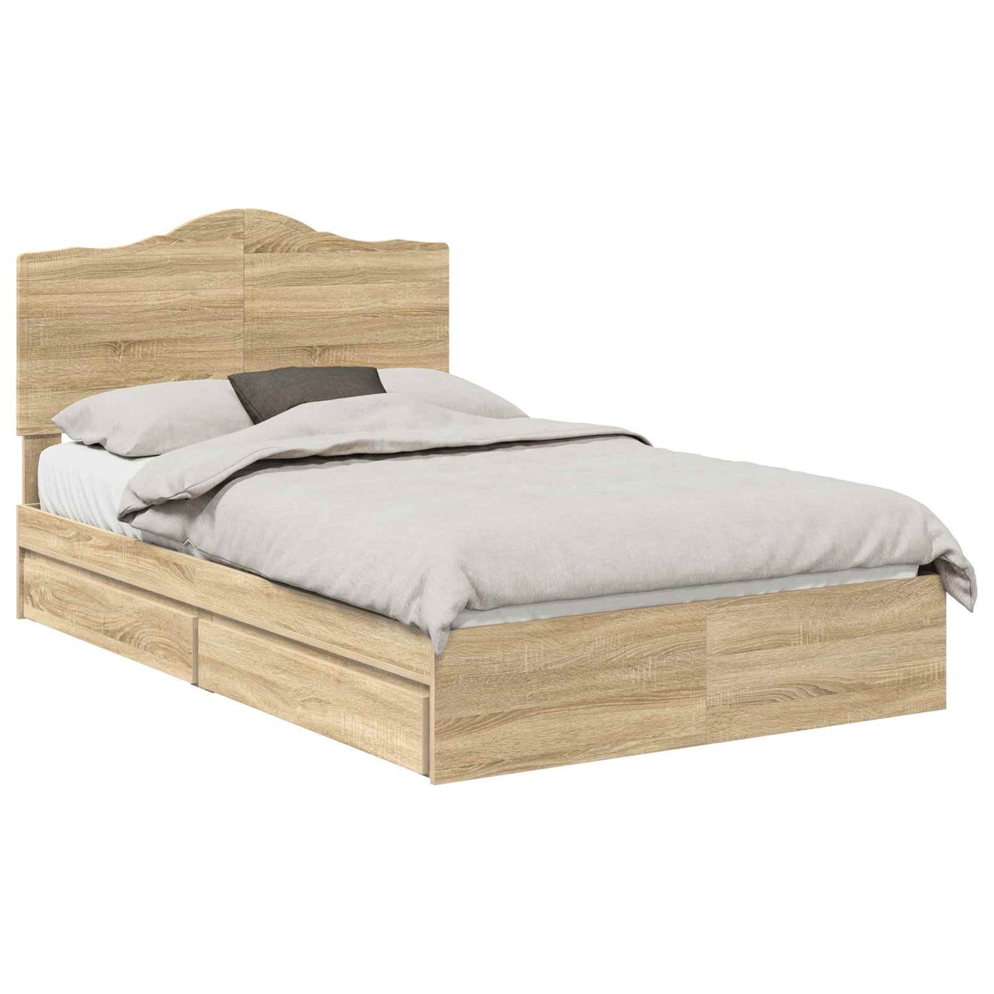 Letto con Contenitore con testiera Rovere Sonoma 135 x 190 cm