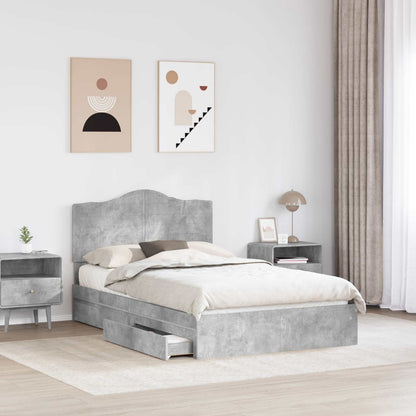 Letto con Contenitore con testiera Grigio cemento 135 x 190 cm