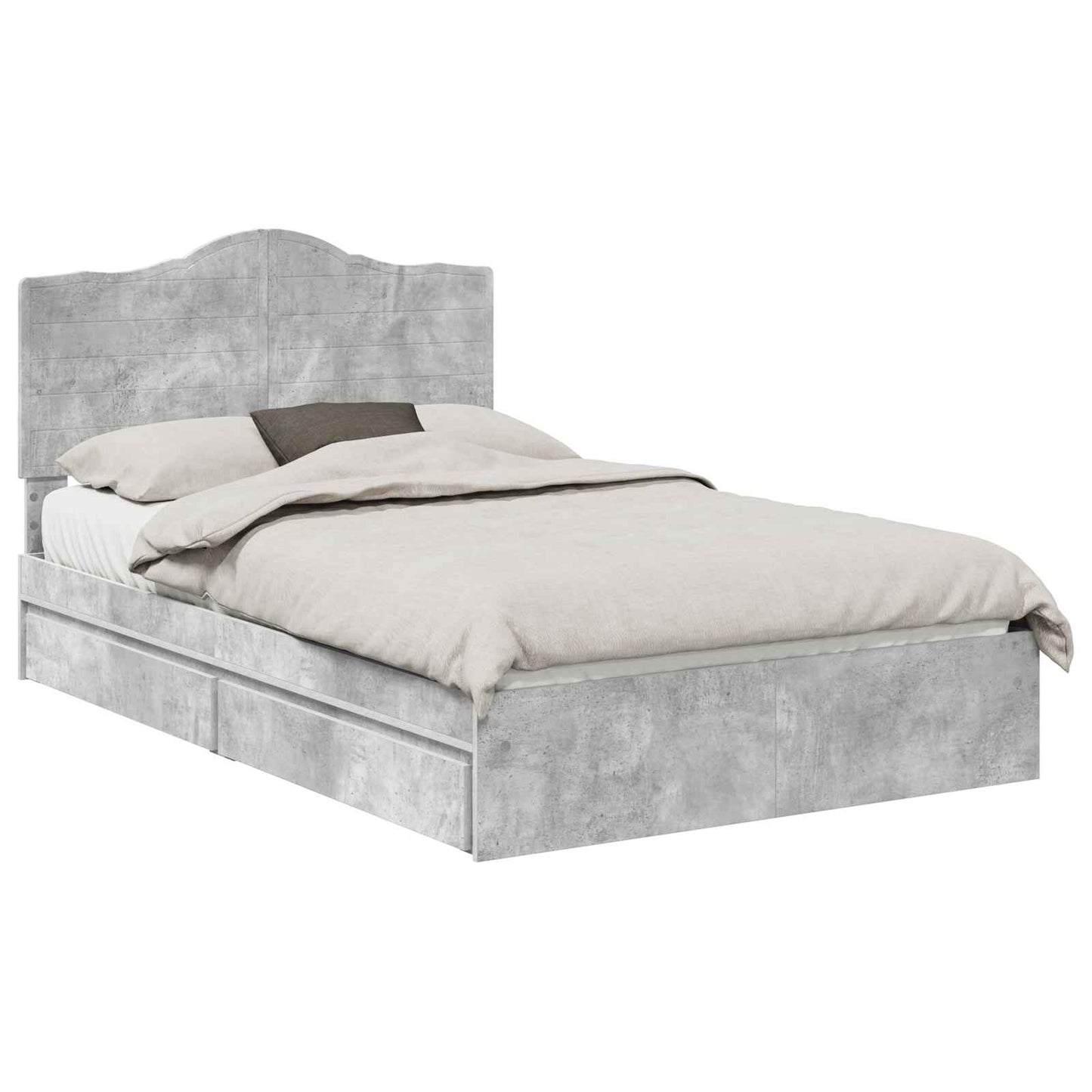 Letto con Contenitore con testiera Grigio cemento 135 x 190 cm