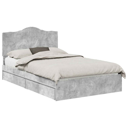 Letto con Contenitore con testiera Grigio cemento 135 x 190 cm