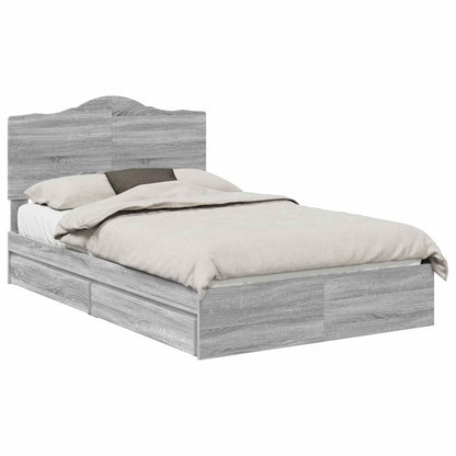 Letto con Contenitore con testiera Grigio Sonoma 135 x 190 cm