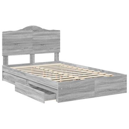 Letto con Contenitore con testiera Grigio Sonoma 135 x 190 cm