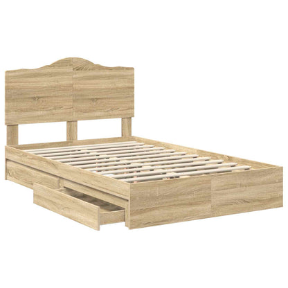 Letto con Contenitore con testiera Rovere Sonoma 120 x 200 cm